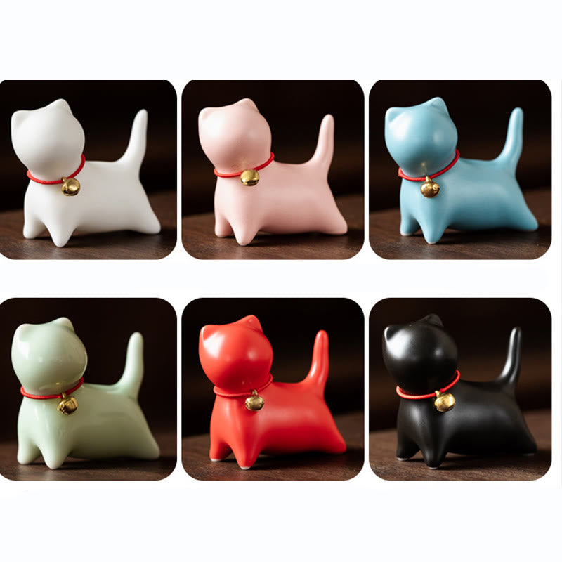 Mini Ceramic Cat Statue Standing or Lying 5cm Figurine Decoration