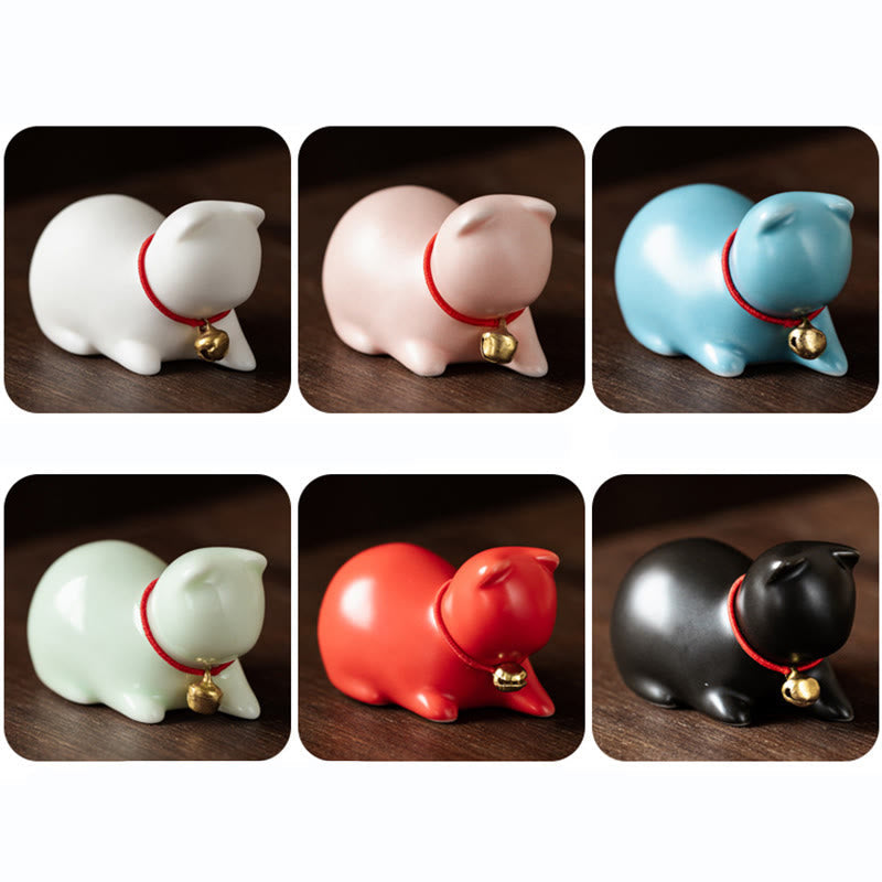 Mini Ceramic Cat Statue Standing or Lying 5cm Figurine Decoration