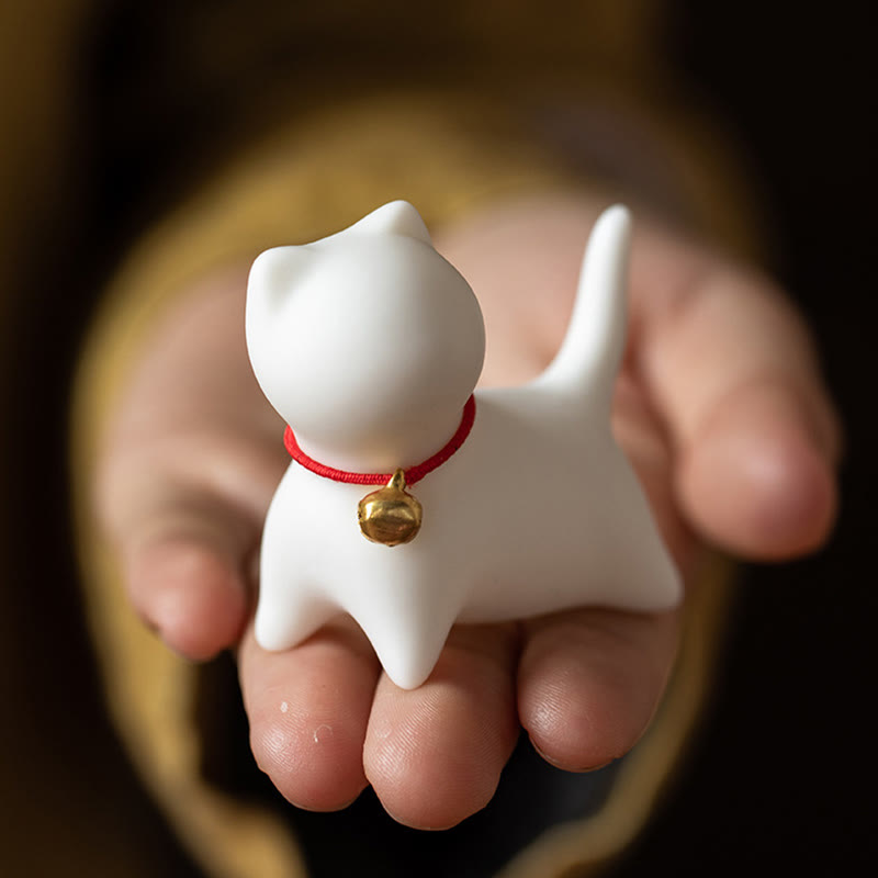 Mini Ceramic Cat Statue Standing or Lying 5cm Figurine Decoration