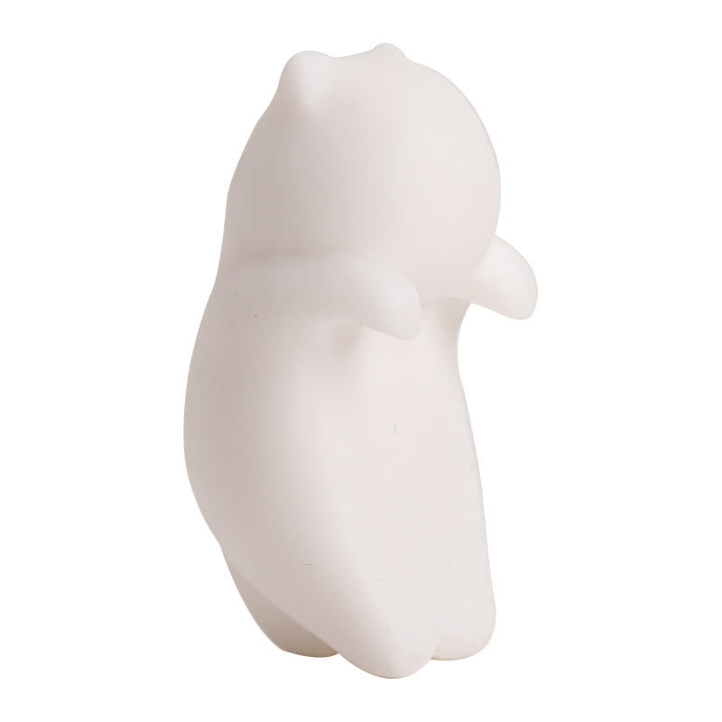 Mini Hanging White Cat Ceramic Tea Pet Figurine
