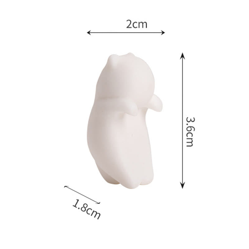 Mini Hanging White Cat Ceramic Tea Pet Figurine