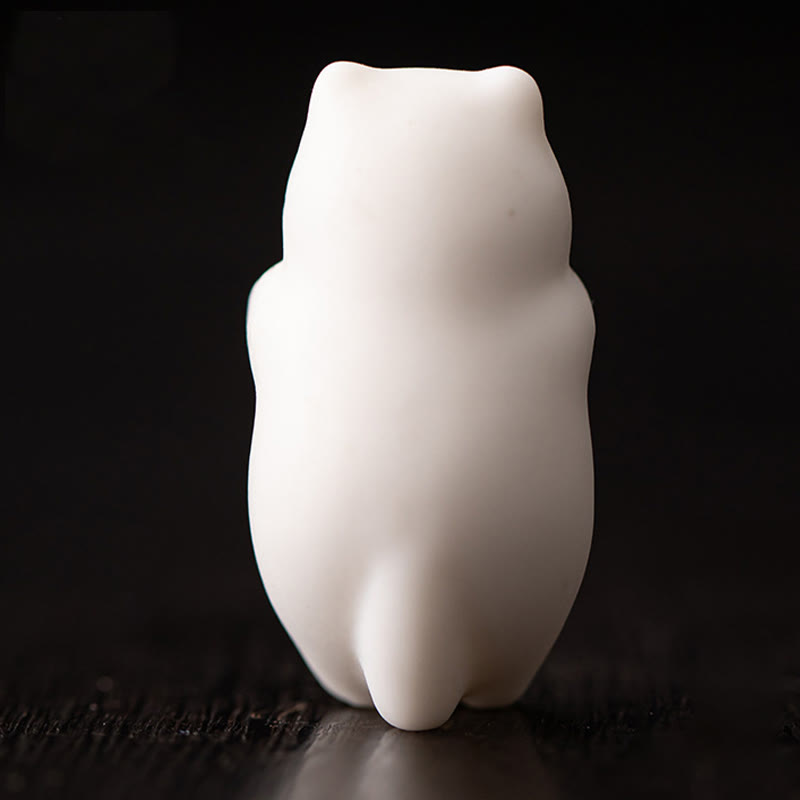 Mini Hanging White Cat Ceramic Tea Pet Figurine