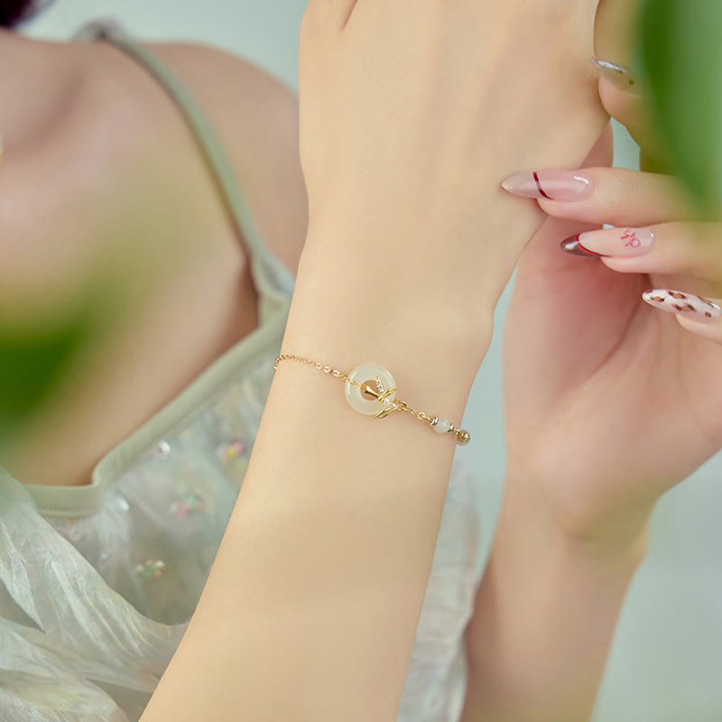 Hetian Jade Peace Buckle Bracelet 14-18 cm | Healing Sounds