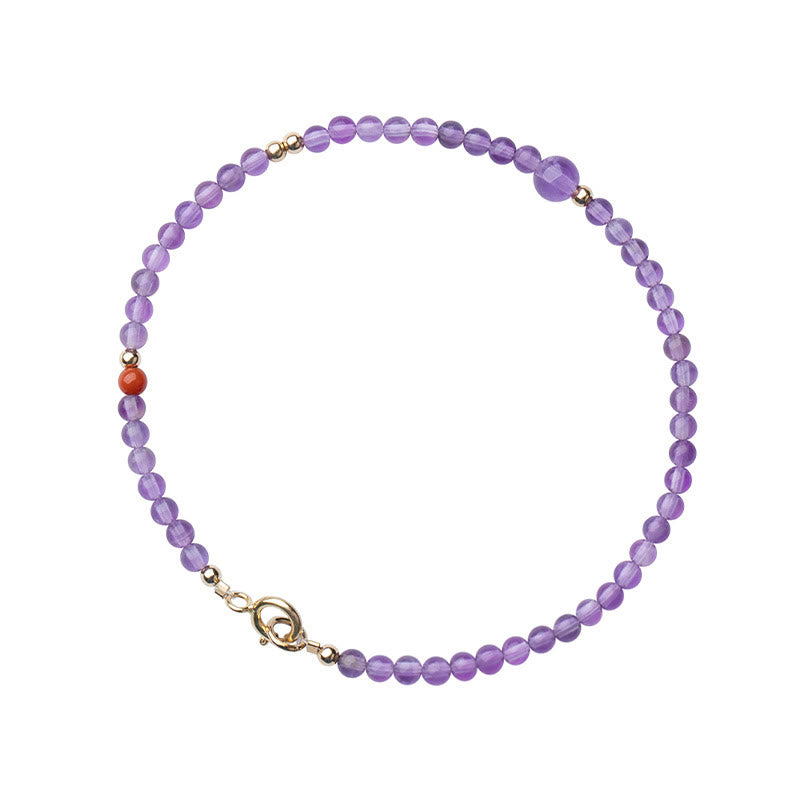 Bracelet de méditation plaqué or 14 carats avec améthyste de 2 mm