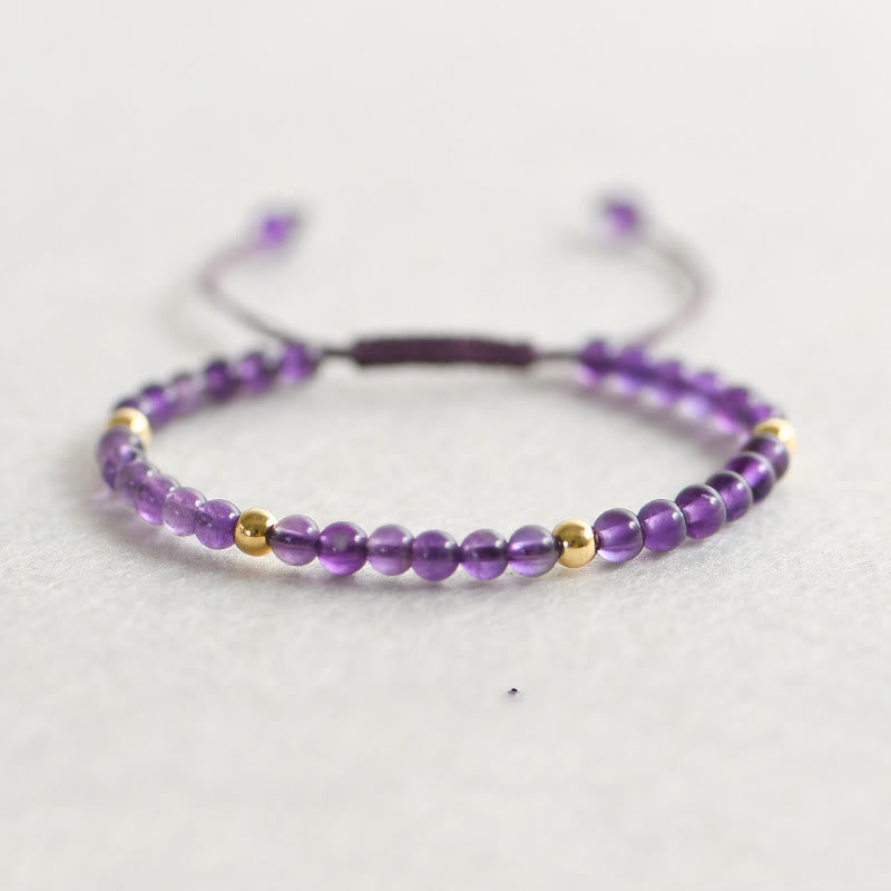 Bracelet anti-stress plaqué or et améthyste de 4 mm