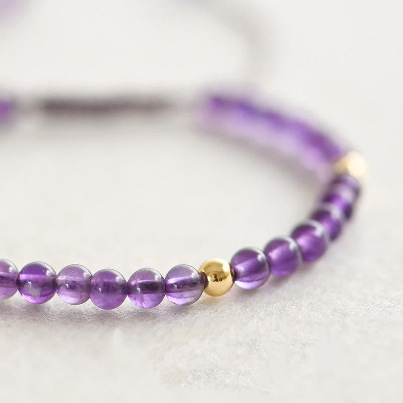 Bracelet anti-stress plaqué or et améthyste de 4 mm