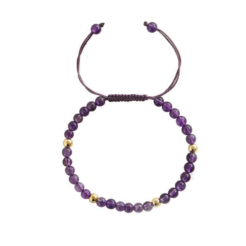 Bracelet anti-stress plaqué or et améthyste de 4 mm