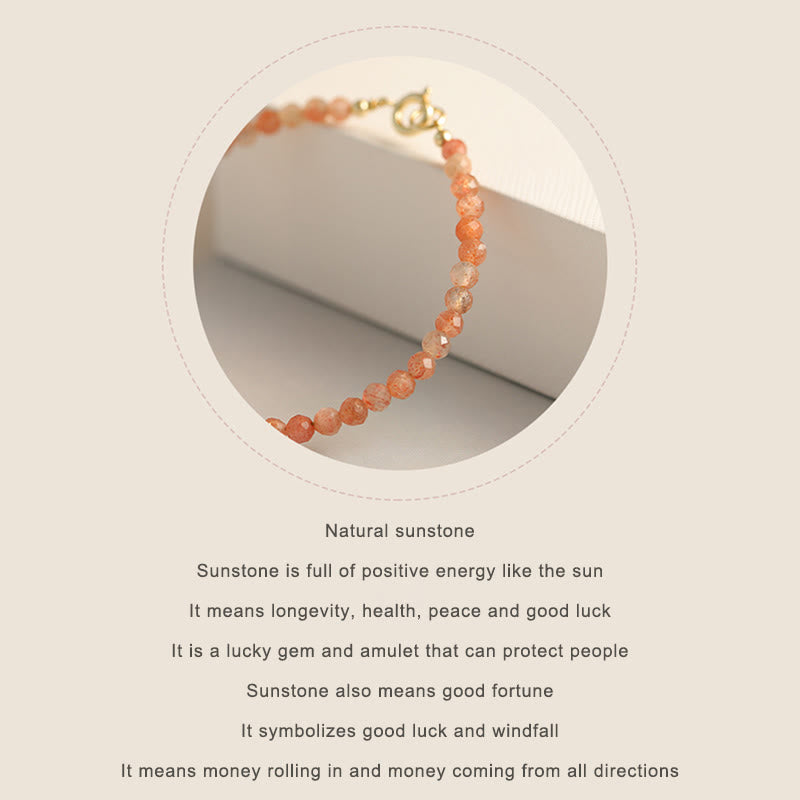 3mm Sun Stone 14k Gold Plated Wealth Bracelet