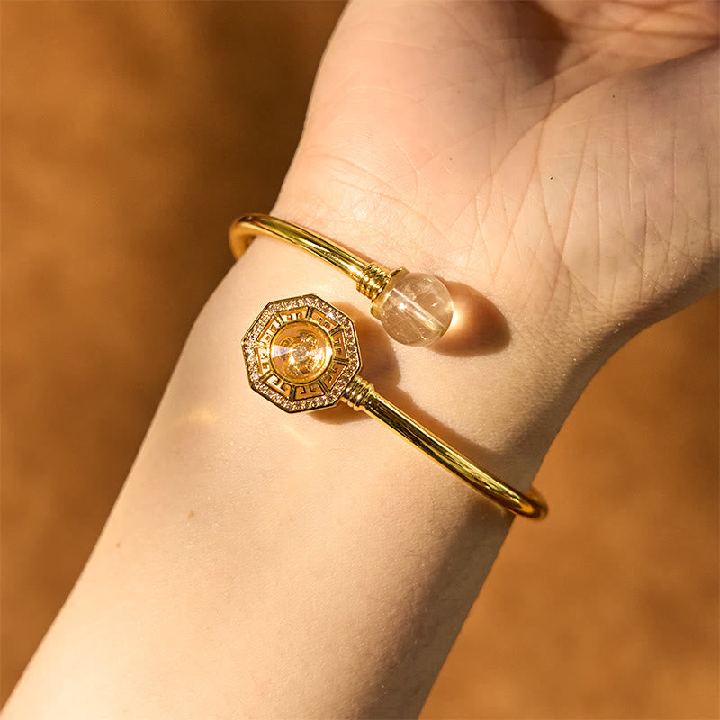Adjustable Rutilated Quartz Windmill Courage Bracelet