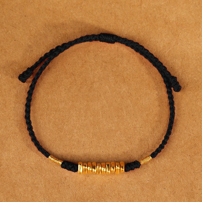 999 Gold Ultra-Thin Braided Red String Bracelet