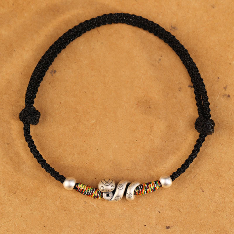 Bracelet de cheville serpent en argent sterling avec fil rouge
