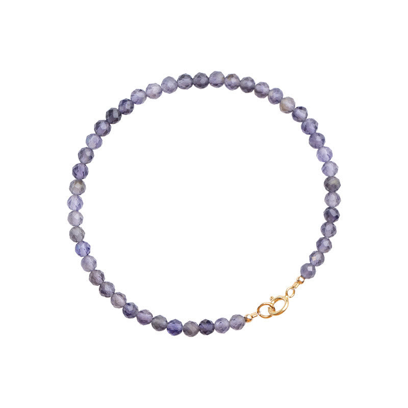 Bracelet de communication ultra-fin en perles d'améthyste et d'iolite de 3 mm