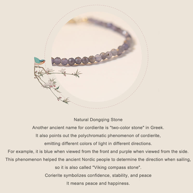 Bracelet de communication ultra-fin en perles d'améthyste et d'iolite de 3 mm