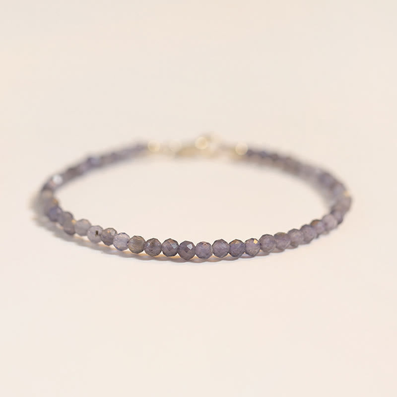 Bracelet de communication ultra-fin en perles d'améthyste et d'iolite de 3 mm