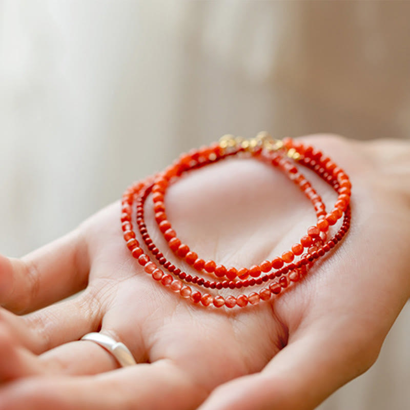 3mm Cherry Red Agate Confidence Bracelet