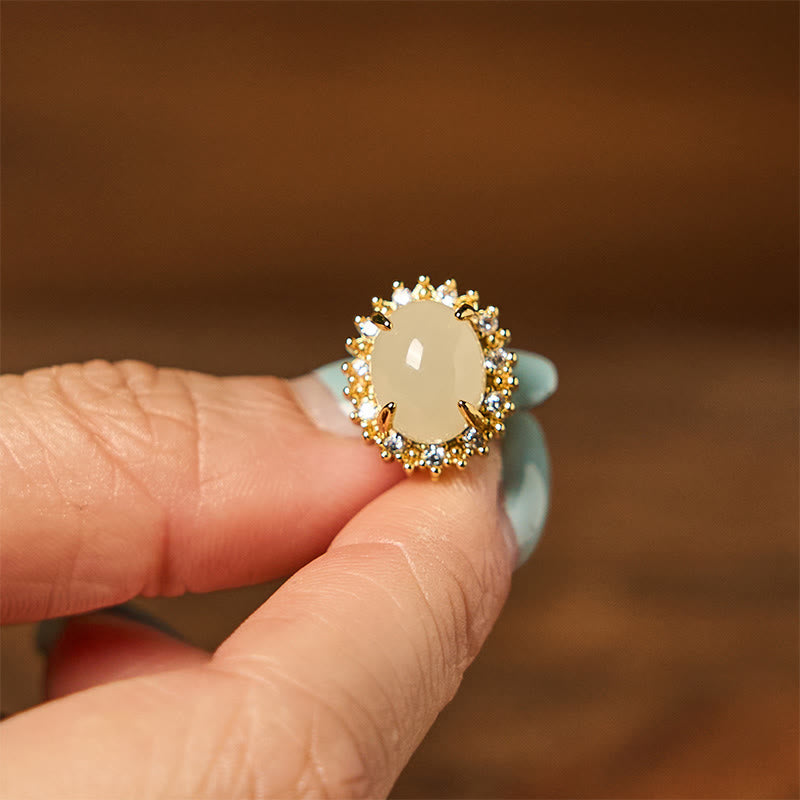 Natural Hetian Jade Prosperity Earrings with Copper Base