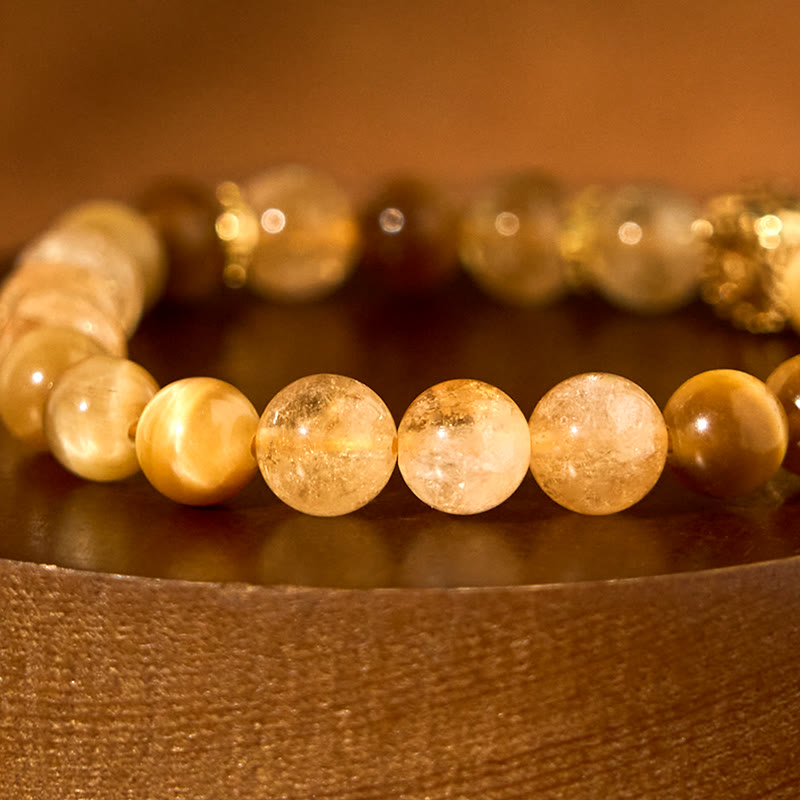Bracelet Générosité en Citrine Œil de Tigre Agate Rouge 8 mm