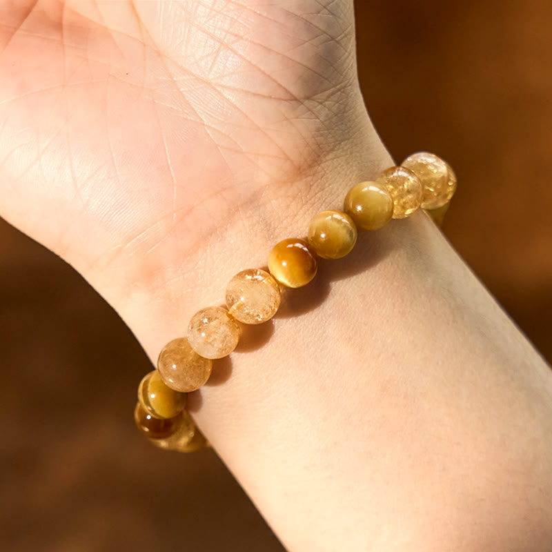 Bracelet Générosité en Citrine Œil de Tigre Agate Rouge 8 mm