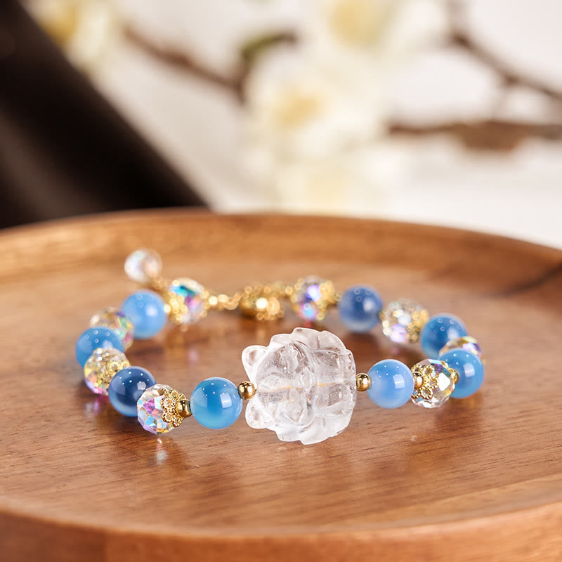 8mm Blue Candy Agate Nine Tailed Fox Harmony Bracelet