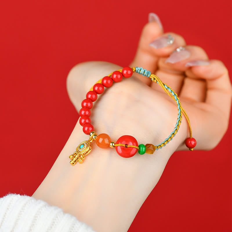 Cinnabar String Peace Buckle Evil Eye Bracelet Unisex