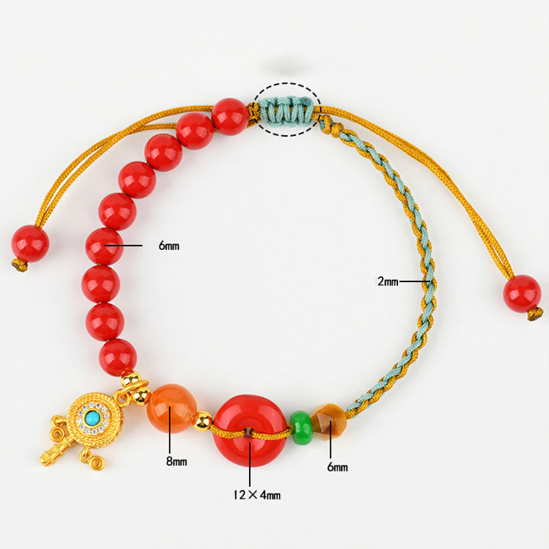 Cinnabar String Peace Buckle Evil Eye Bracelet Unisex