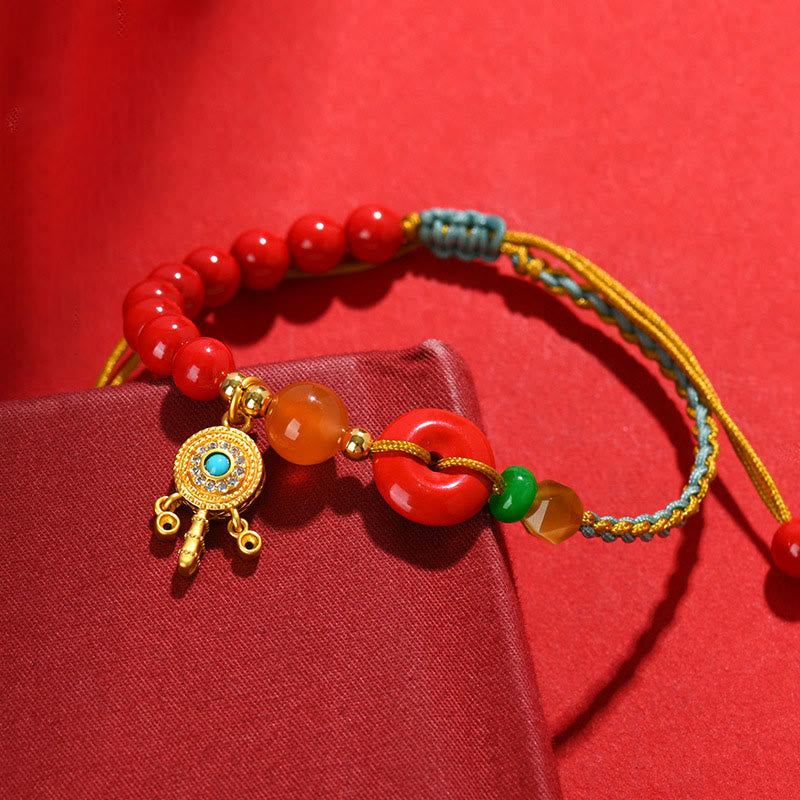 Cinnabar String Peace Buckle Evil Eye Bracelet Unisex