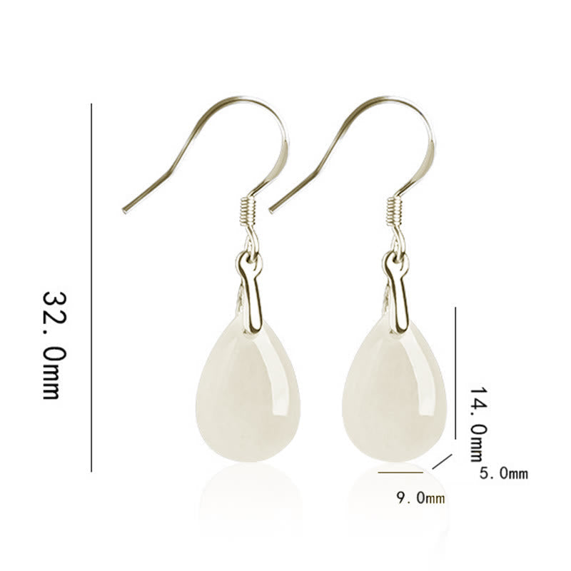 Jade Prosperity Drop Earrings | 925 Sterling Silver 32mm