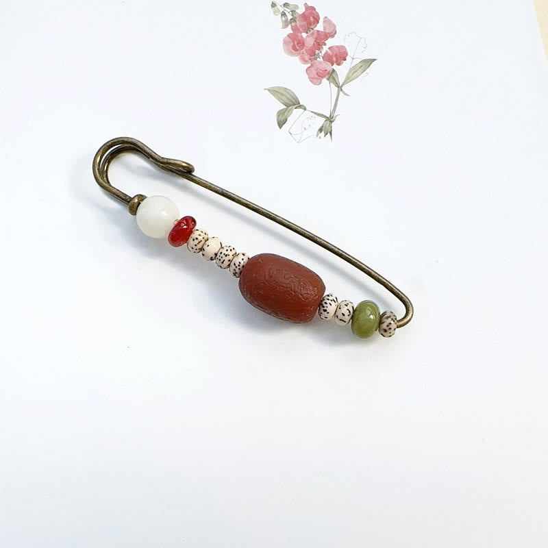 8cm Bodhi Seed Agate Brooch for Calm Harmony Benefits
