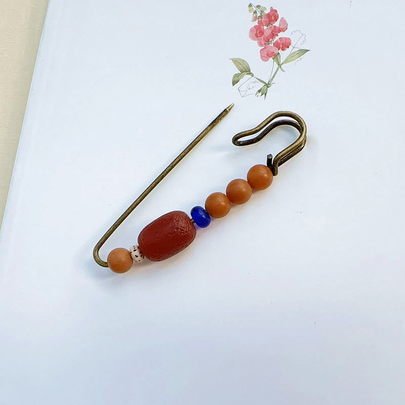 8cm Bodhi Seed Agate Brooch for Calm Harmony Benefits