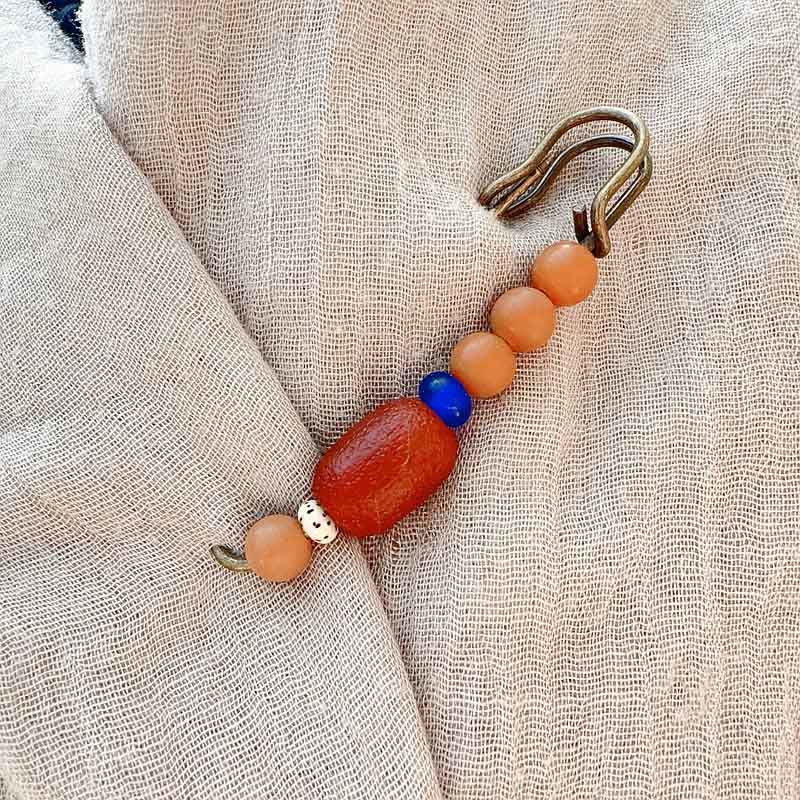 8cm Bodhi Seed Agate Brooch for Calm Harmony Benefits