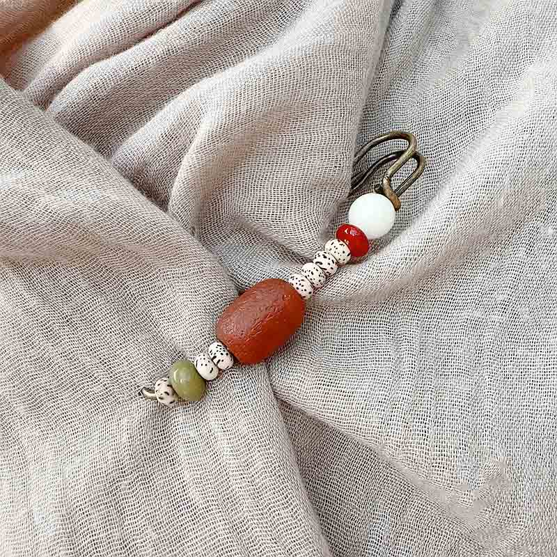 8cm Bodhi Seed Agate Brooch for Calm Harmony Benefits