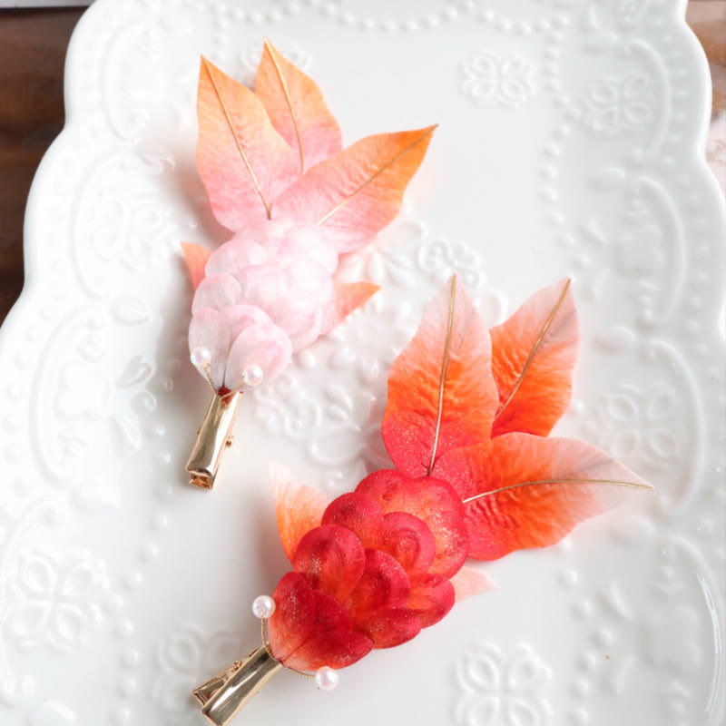Yangzhou Velvet Flower Koi Fish Brooch or Hair Clip