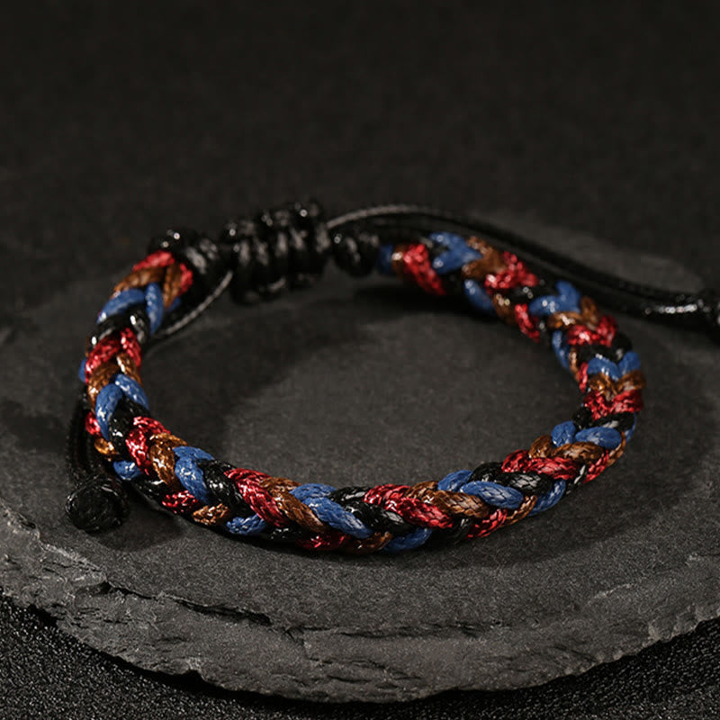 Colorful Eight Thread Peace Knot Wax Cord Braided Bracelet