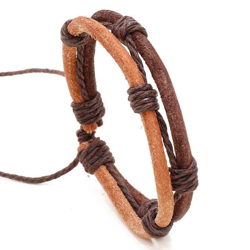 Bracelet de force vintage en cuir et corde de chanvre unisexe