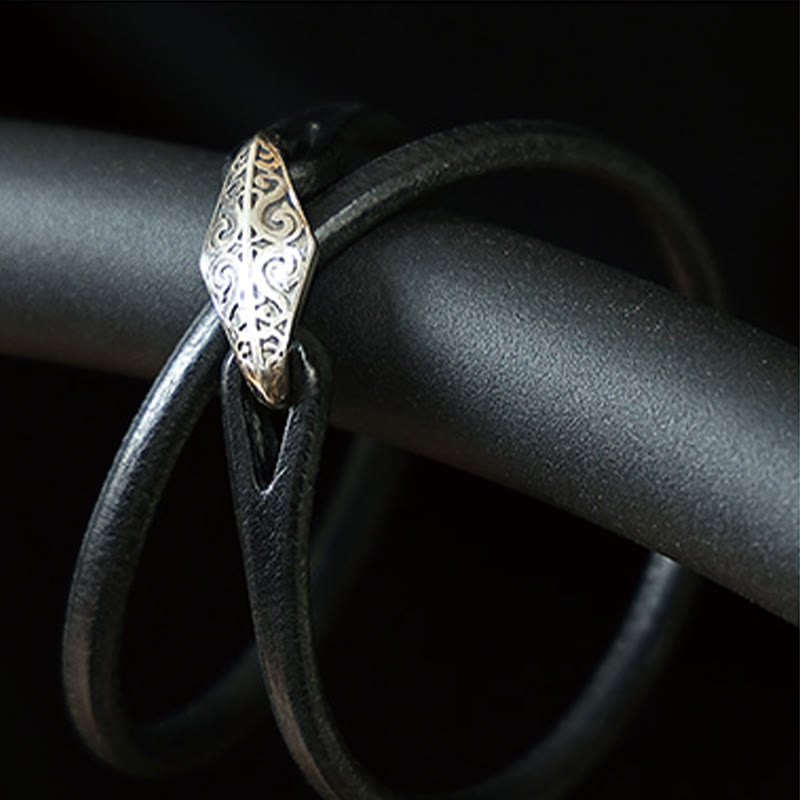 Unisex Leather Multi-turn Protection Bracelet with Silver