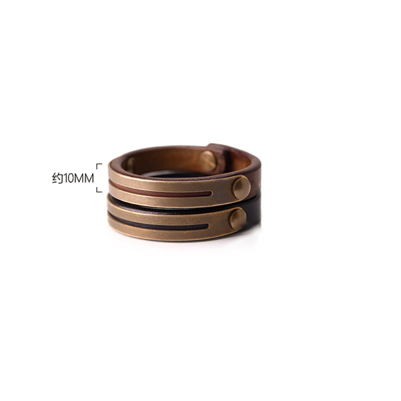 Vintage Leather Copper Balance Bracelet for Inner Harmony