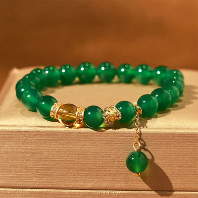 Bracelet de pouvoir en agate verte et citrine de 8 mm pour le succès et la clarté