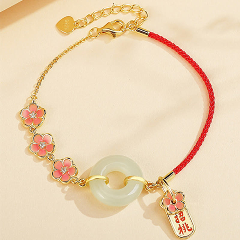 Natural Hetian Jade Peace Buckle Bracelet Necklace