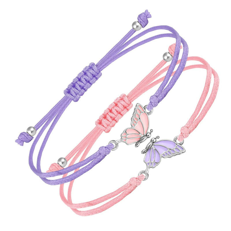 Handmade Braided Butterfly Freedom Bracelet (Set of 2)