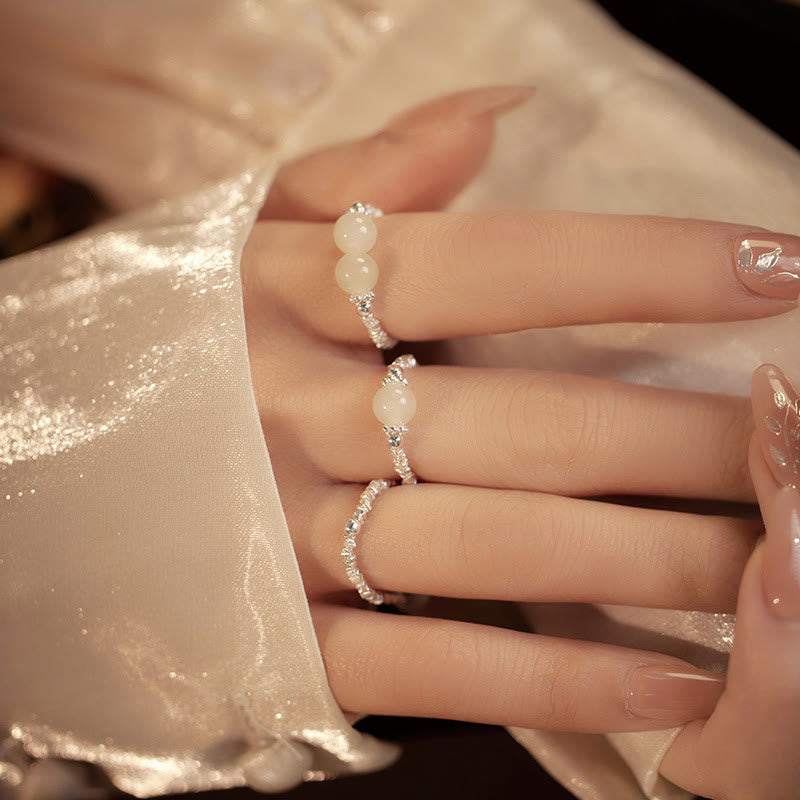 925 Sterling Silver Hetian Jade Ring - 6mm