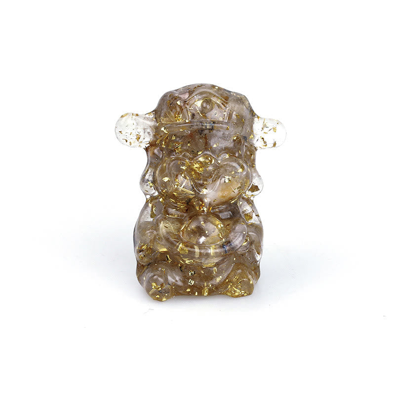 Amethyst God of Wealth Crystal Resin Feng Shui Decor 5.6cm