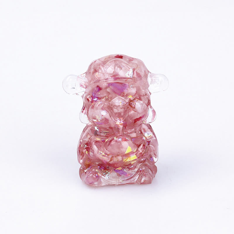 Amethyst God of Wealth Crystal Resin Feng Shui Decor 5.6cm