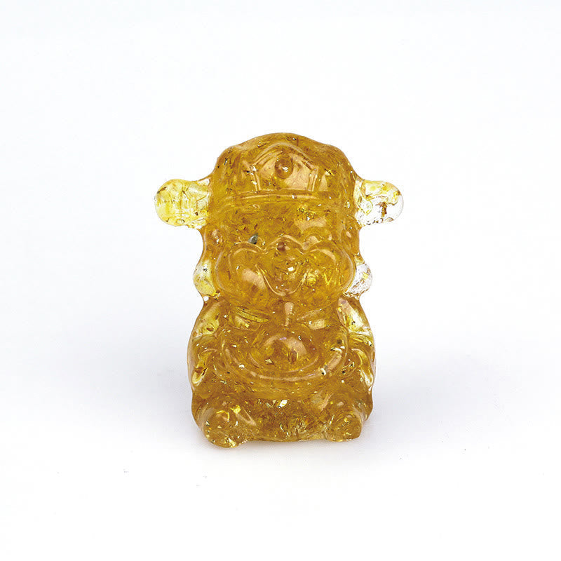 Amethyst God of Wealth Crystal Resin Feng Shui Decor 5.6cm