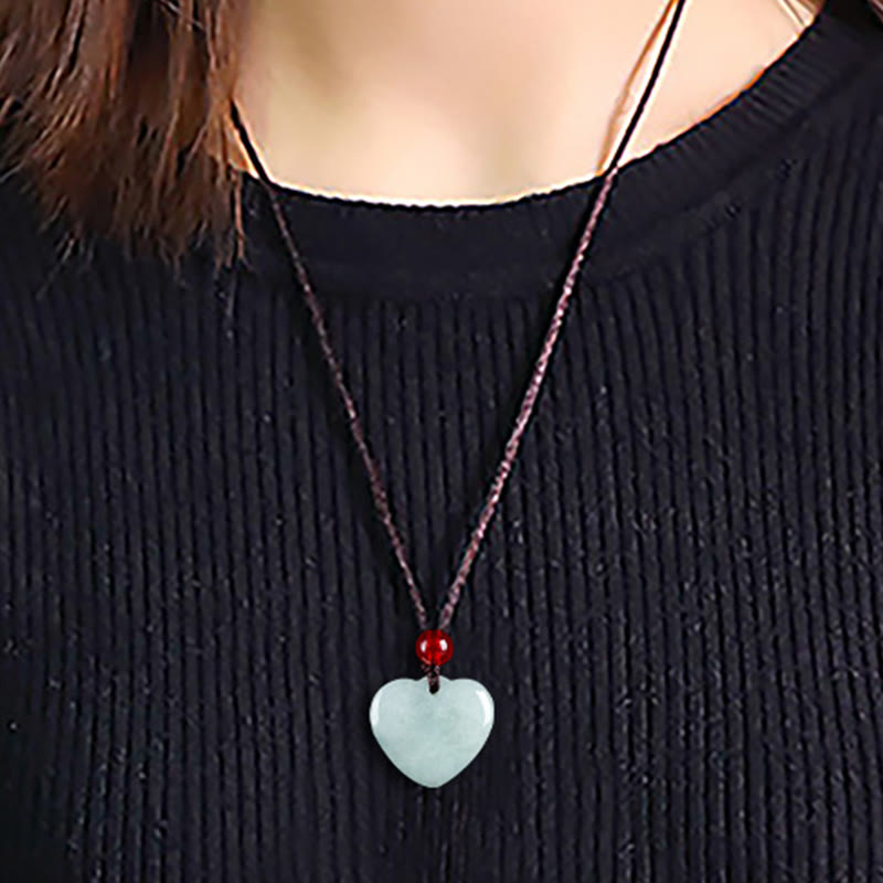 Jade Heart Prosperity Necklace Pendant for Abundance