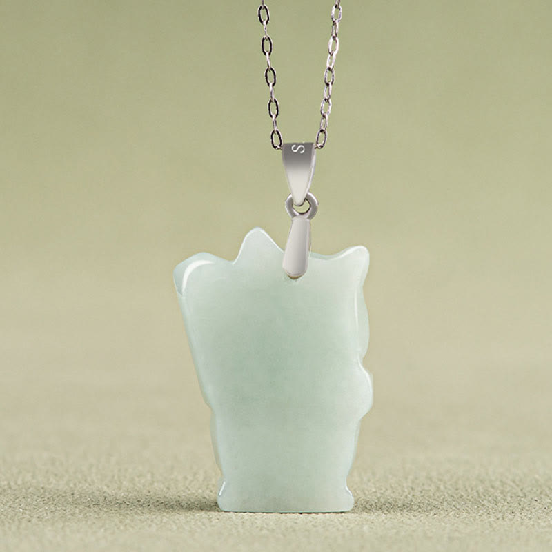 Jade Fortune Cat Prosperity Necklace