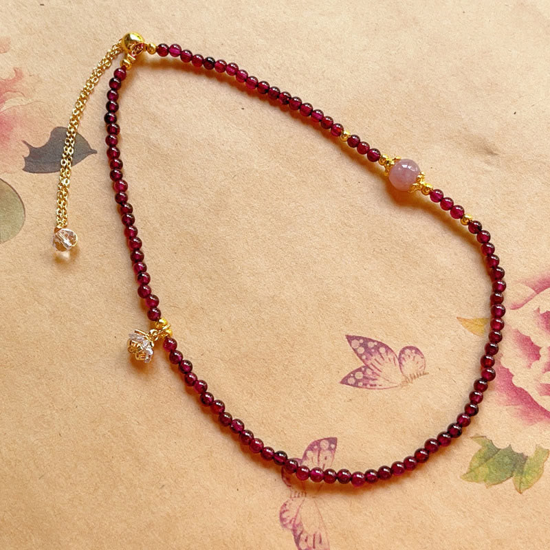 15-16cm Pink Garnet & Crystal Calm Double Wrap Bracelet