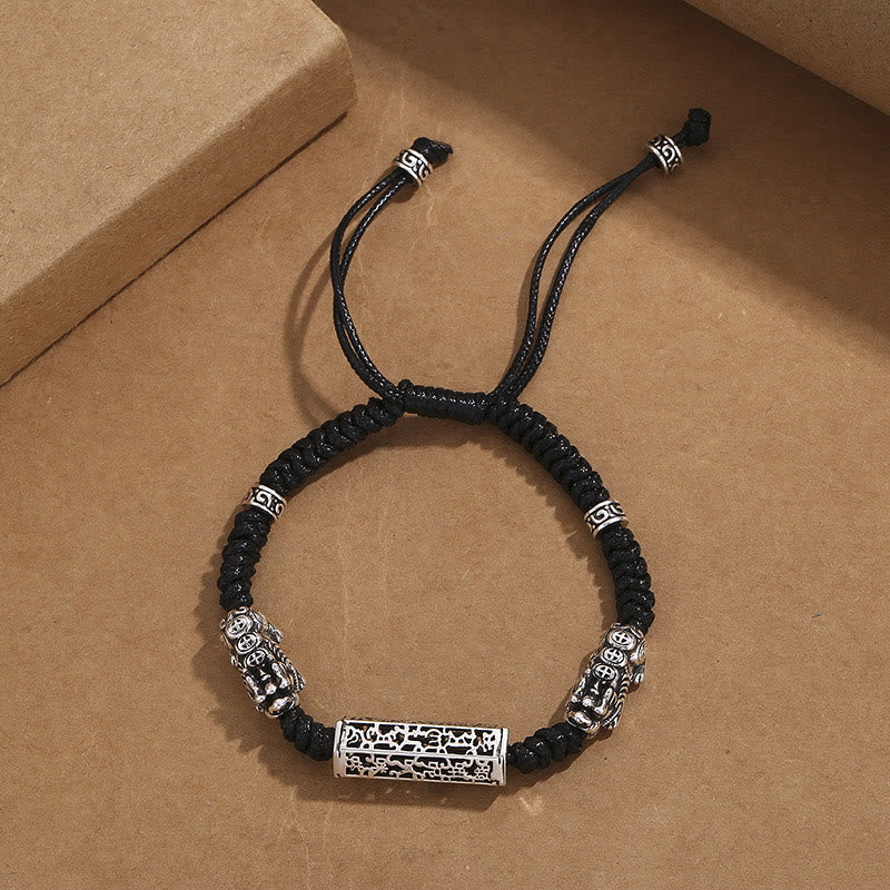 Black String Pixiu Protection Bracelet - Om Mani Padme Hum