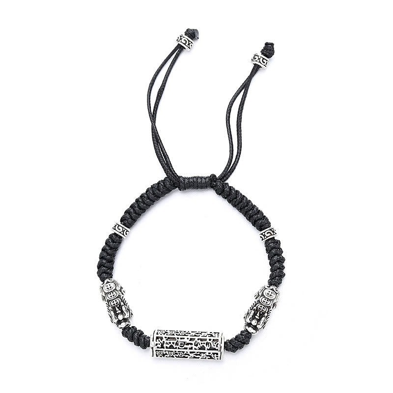Black String Pixiu Protection Bracelet - Om Mani Padme Hum