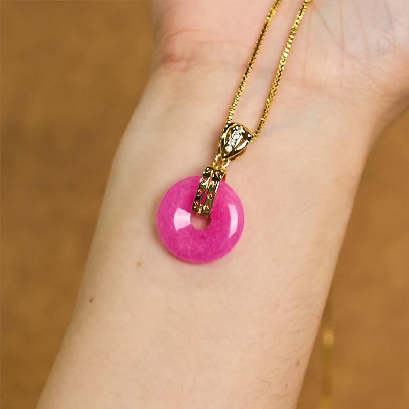 Purple Jade Peace Buckle Necklace for Happiness & Calm