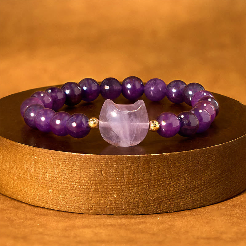 Multi-Stone Crystal Cat Head Bracelet for Healing